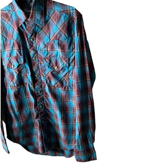 Wrangler Retro Plaid Shirt Mens S Long Sleeve Western Cowboy Rodeo Pearl Snap - Picture 6 of 9